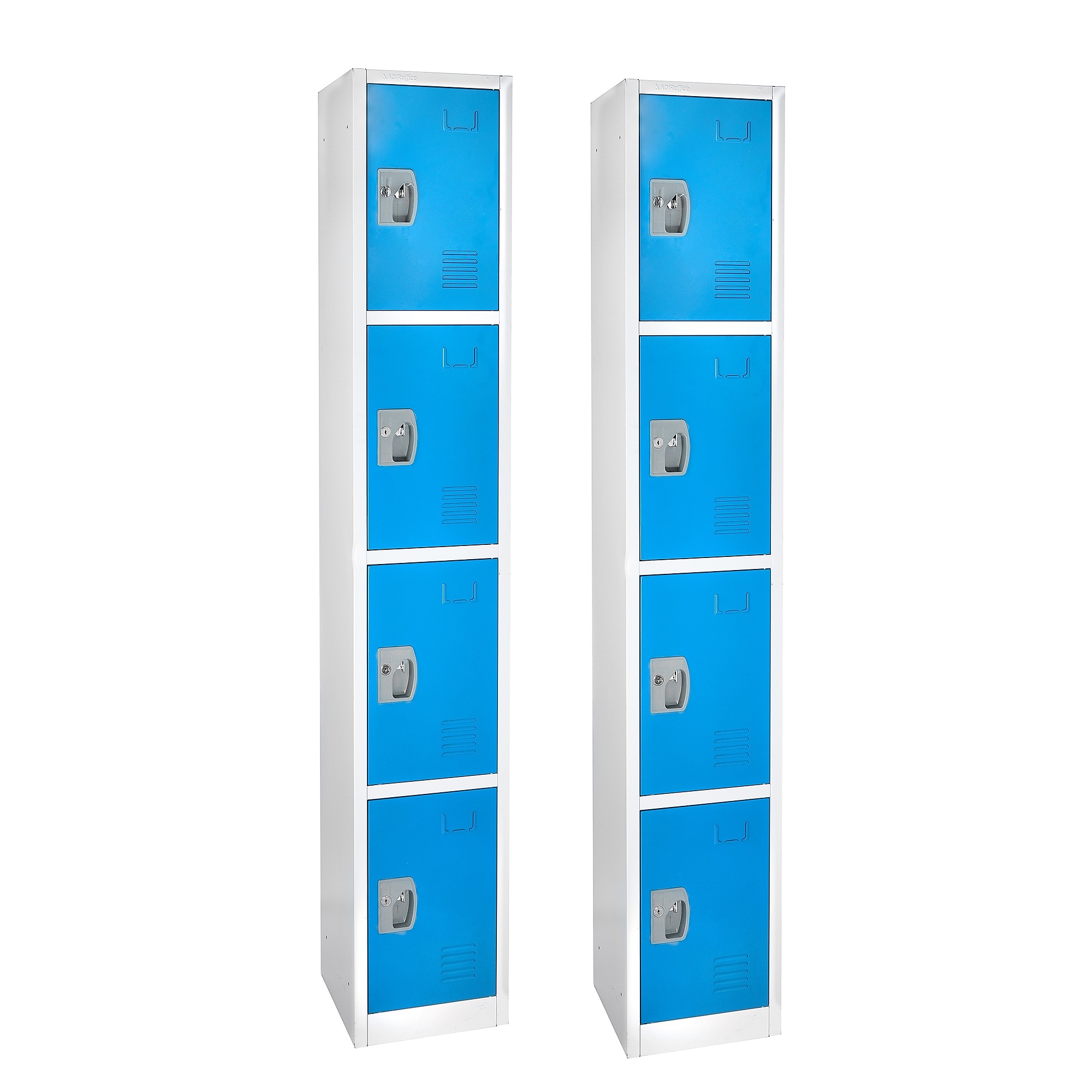 Alpine, 72in.H 4-Tier Steel Storage Locker, Blue, 2-Pack, Height 72 in, Width 12 in, Color Blue, Model# ADI629-204-BLU-2PK